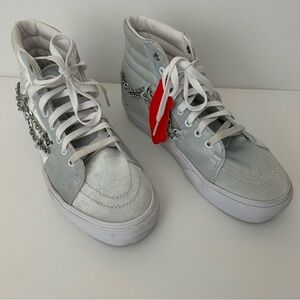 Vans Sk8 Hi‎ Platform Velvet Baby Blue High Tops Chain Sneakers M/9 - W/10.5
